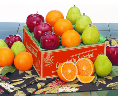 Orchard Sampler includes Navel Oranges, Tangerines, Orchard Apples and D'Anjou Pears