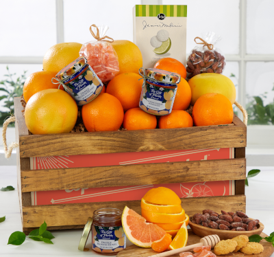 Fresh fruit and Florida favorites snacks in mini-fruit-crate.