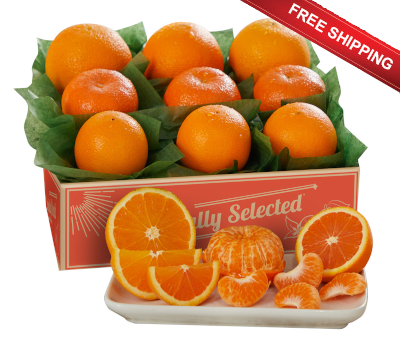 Sweet and flavorful selection of three orange varieties, Navels, Tangerines and petite Navels Oranges.